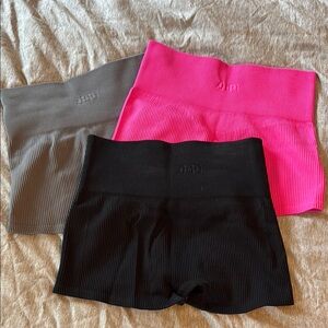 J.O.A. Black and Pink Bike Shorts with Wide Waistband